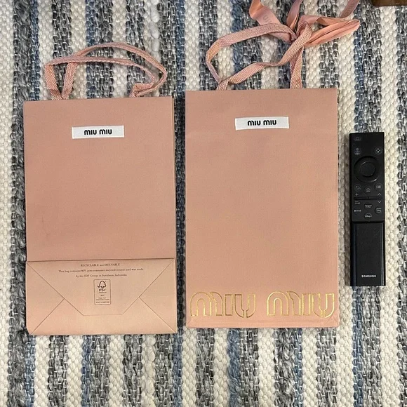 Miu Miu Blush Pink Paper Tote with Ribbon Handles - Picture 1 of 1